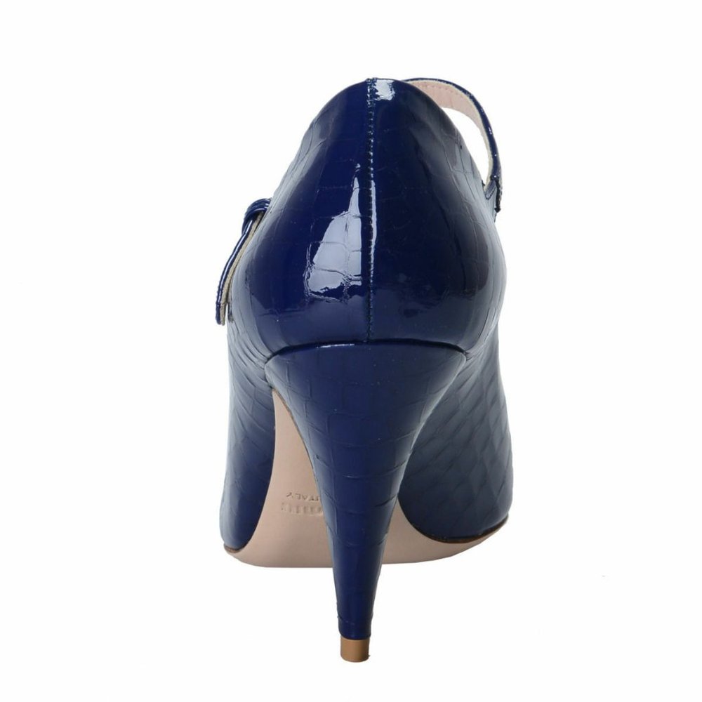 Miu Miu Women's Blue Textured Leather Pumps - Picture 3 of 8